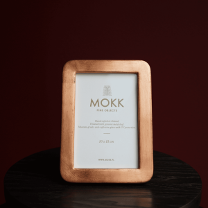 Miedziana ramka fotograficzna ze szkłem muzealnym