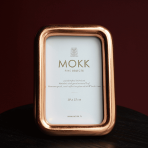 Miedziana ramka fotograficzna ze szkłem muzealnym